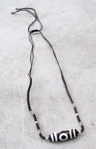 POTENTE! Collana Sciamano Vintage Tharu Tibet Tibetano Dzi Perline - Foto 1 di 4