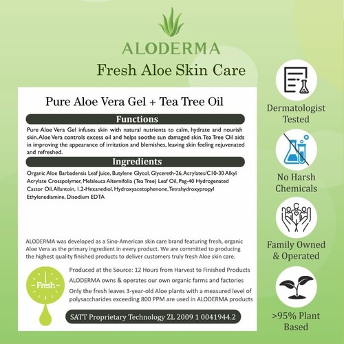 Organic Aloe Vera Gel 300ml with Tea Tree Oil, Soothing for Skin & Scalp Care - Picture 9 of 11