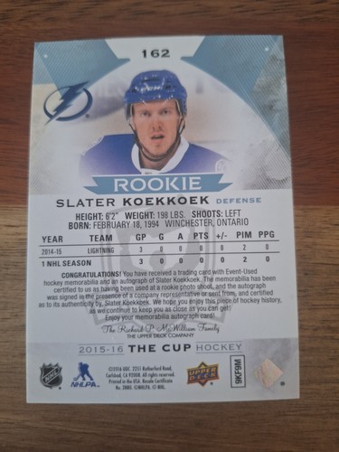 The Cup 2015-16 Rookies - Upper Deck UD  Game-Used Hockey Cards - Picture 99 of 147