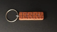Keychain JERRY Personalized Custom Name Fob Wood Key Ring Unique Gift Idea