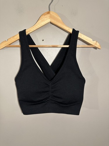 Alphalete Amplify BH Seamless Longline Cinched Scrunch Front Gr. Large schwarz - Bild 3 von 6