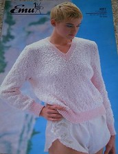 Original Emu Vintage Knitting Pattern Ladies Perle & Coolspun Sweater No 4051
