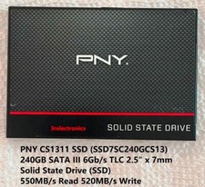 PNY CS1311 (SSD7SC240GCS13) 240GB SATA-3 TLC 6Gb/s 2.5" x 7mm Solid State Drive