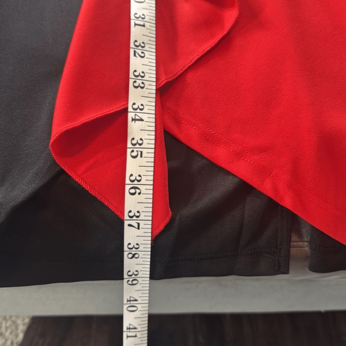 Women’s Black & Red Asymmetrical Ruffled Front Midi Dress 3/4 Sleeve Size M NEW - Picture 12 of 14