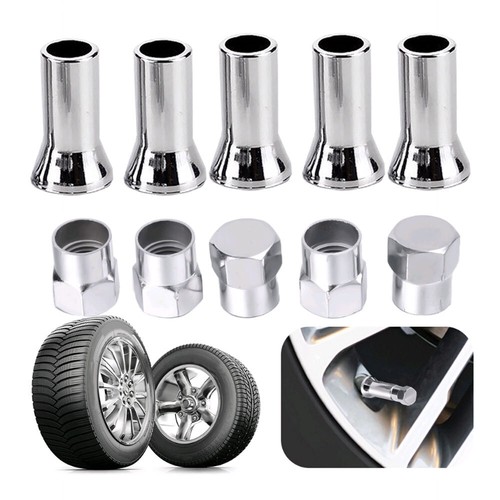 10× TR414 Chrome Car Truck Wheel Tyre Valve Stem Hex Caps With Sleeve Cover - Picture 4 of 11
