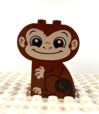 Lego Duplo Printed Brick 2x2 2'' Oval Monkey Face & Body brown