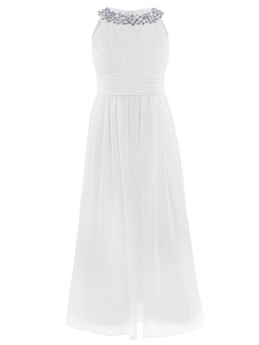 Flower Girls Wedding Bridesmaid Dress Princess Sequins Pleated Chiffon Dresses - Picture 51 of 77