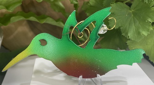 Enameled Metal Hummingbird Ornament With Hook - Picture 2 of 4