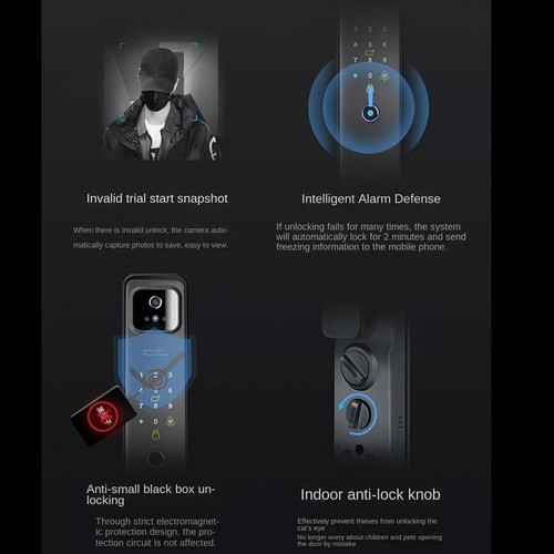 Smart Door Lock,3D Face Recognition Camera FingerPrint Password Security Lock - Picture 4 of 16