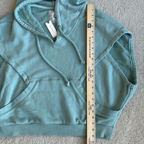 Anthropologie Akemi & Kin Sleeveless Oversized Hoodie Sweatshirt Sky Blue Medium - Picture 11 of 12