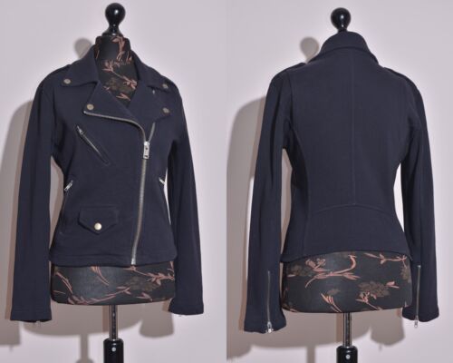 DIESEL Women's Black Jersey Knit Cotton Zipper Front Biker Jacket Size M - Picture 1 of 10