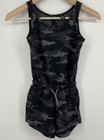 Athleta Girl Size 7 Black & Gray Camo Activewear Romper with Zippered Pockets