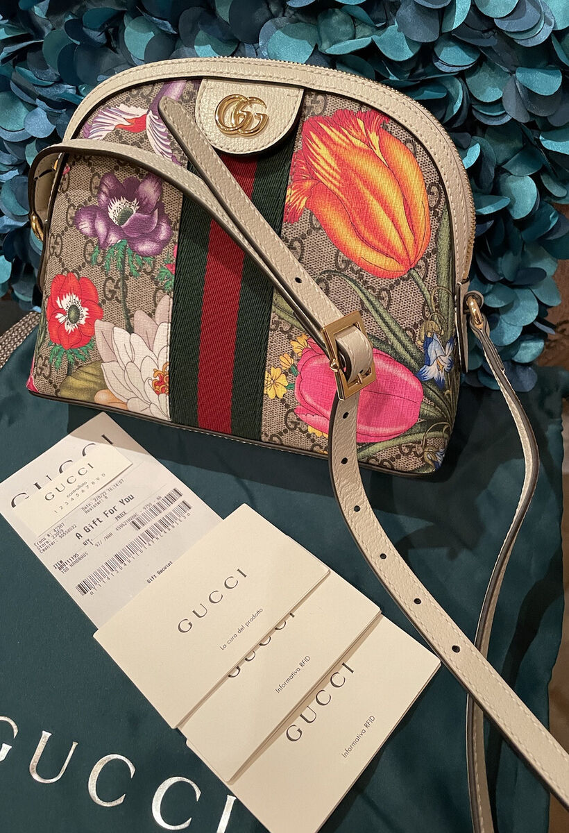 Authentic Gucci 499621 Ophidia Flora Dome Shoulder Bag Handbag Crossbody NWT