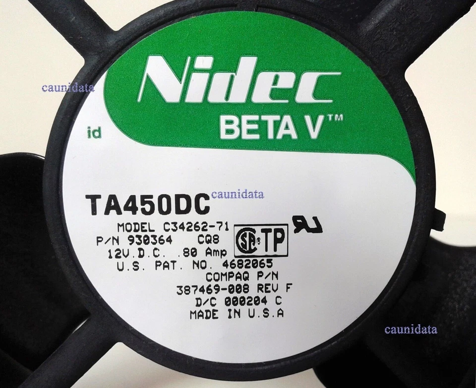 NIDEC COMPAQ TA450DC SERVER FAN C34262-71 387469-008 12VDC 0.80AMP 120x120x38mm - Image 2 of 4
