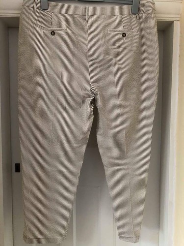 BNWT MARKS & SPENCER PER UNA COTTON TROUSERS NEUTRAL STRIPE SIZE 22 REGULAR - Picture 5 of 7
