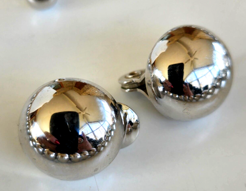 Vtg Ball Bead Silver Tone Choker Adjustable Necklace & Monet Clip Earrings Set - Picture 8 of 11