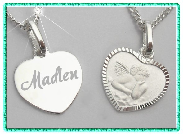 Gravur Anhänger Schutz Engel mit Kette Echt Silber 925 Damen Kinder Schmuck neu