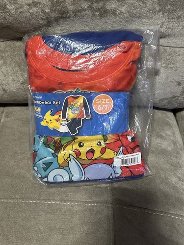 Pokemon Boy Pajamas Flannel New Size 6/7 - Picture 1 of 4