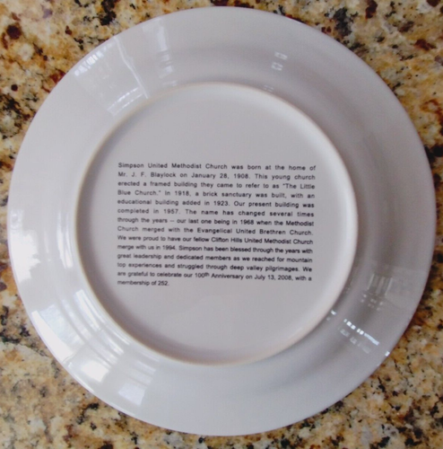 Simpson United Methodist Church Rossville GA Collector's Plates Homer Laughlin - Picture 5 of 5