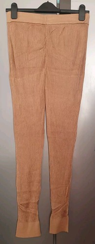 Topshop Golden Ribbed Lounge Pants UK12 EU40 US8 Knitted Slinky Joggers Tapered - Bild 8 von 15