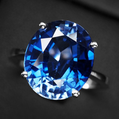 Exquisite Vivid Blue Sapphire 8.12Ct 925 Sterling Silver White Gold Plated Rings