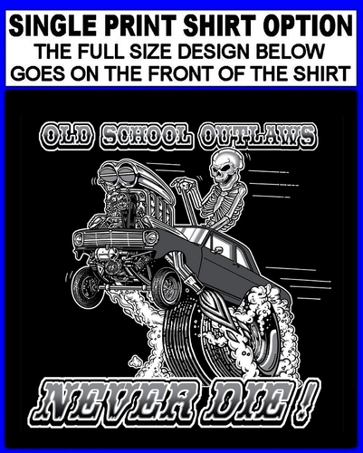 1962-1965 Hot Rod Muscle Car Outlaw Gasser Drag Race Cartoon Skeleton T-Shirt - Bild 5 von 24