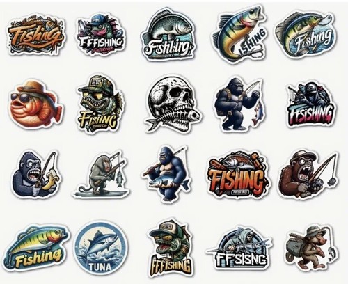 NEW FISHING STICKERS DELUX SET STICKERS 50 FREE POSTAGE LAPTOP FRIDGE - Picture 8 of 11