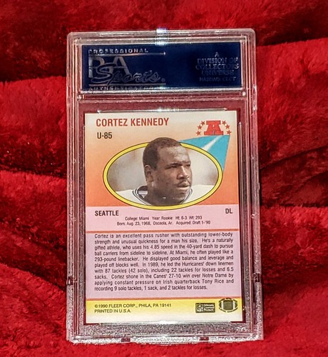 CORTEZ KENNEDY 1990 FLEER UPDATE #U-85 HALL OF FAMER RC HOF PSA 10 🔥  - Picture 2 of 2