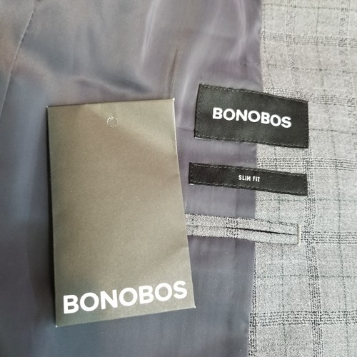 NWOT Bonobos Blazer Men 38R Gray Plaid Wool 2 Button Stretch Slim Fit Sport Coat - Picture 10 of 13