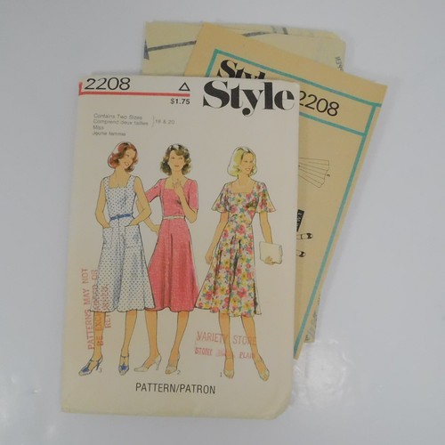 Style 2208 Misses Dreses Pattern Size 18-20 Uncut Flared Square Neckline Pockets - Picture 11 of 11