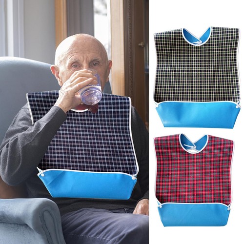 Adult Bibs Reusable Feeding Bib with Crumb Catcher Elderly Clothing Protectors - Picture 7 of 15