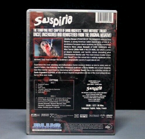 Suspira DVD 1977 Dario Argento Jessica Harper Blue Underground - Picture 2 of 5