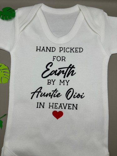 Personalised Baby Girl Boy Hand Picked for Earth Baby Grow Vest Bib Set Heart - Picture 19 of 19