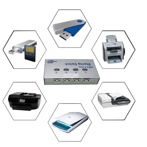 4 Port USB2.0 Auto Sharing Switch HUB For Printer Scanner Keyboard 2025 USA - Picture 11 of 11