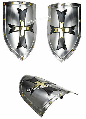 Medieval Steel Heater Shield Armor Templar Shield Armor Costume Heater