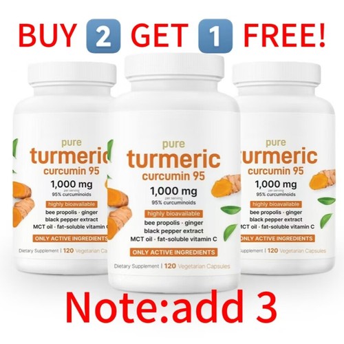 Pure Turmeric Curcumin Supplement 1000mg | 95% Curcuminoide |Veggie Caps|NEU