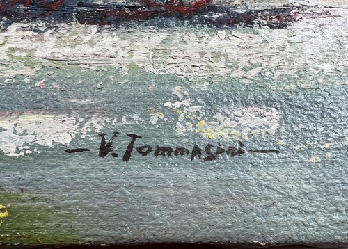 Vittorio Tommasini Farfa Oil on Canvas Painting Impressionist Park Scene Signed - Picture 9 of 15