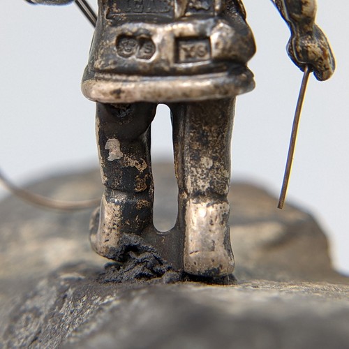 Swedish Silver Sami Sculpture on Rock, Reindeer Herder w Rope, MGAB Uppsala - Picture 14 of 17