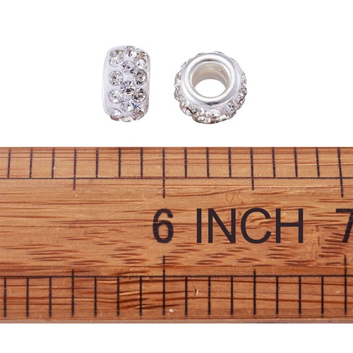 100pc Crystal Polymer Clay Rhinestone European Large Hole Rondelle Beads 11~12mm - Picture 4 of 8