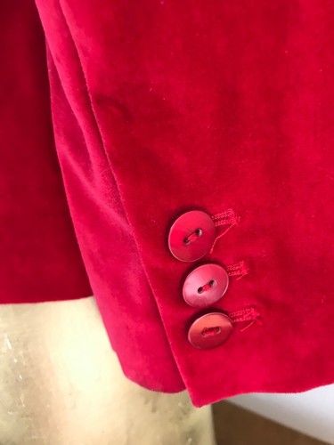 VINTAGE 80s Disco Era BLOOMINGDALES Red VELVET TUXEDO Smoking JACKET Size 2P - Bild 11 von 14