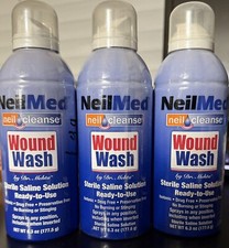 3 PACK NeilMed Sterile Saline Solution Wound Wash 6.3 oz Sealed EXP 05/2029