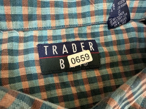 Vintage 90s Trader Bay Linen Blend Shirt XL Short Sleeve Button Down Teal Check - Picture 14 of 14