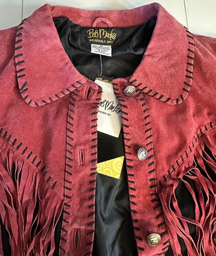 Bob Mackie Wearable Art Fransen Wildleder Leder schwarz pink Gr. 1X Neu mit Etikett - Bild 5 von 20