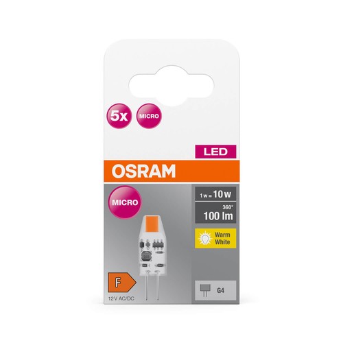 5er Pack OSRAM LED Lampe BASE PIN G4 12 V 1W 827 Clear G4 Warmweiss 409985434028 - Bild 4 von 4
