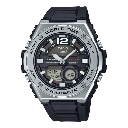 Casio MWQ100-1AV, World Time Combo Watch, 3 Alarms, Black Strap, 10Year Battery - 第 1/2 張圖片