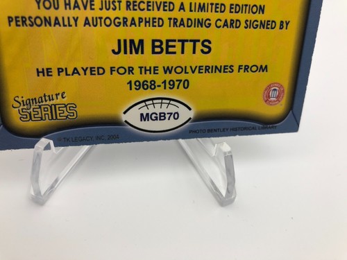 TK Legacy JIM BETTS AUTO Signed MGB70 M GO BLUE 1969 Card MICHIGAN WOLVERINES - Picture 7 of 7