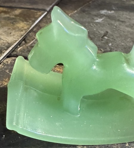 Vintage 1930er JADEIT GLAS SCOTTIE HUND SCHAUKELNDER TINTENLÖSCHER - Bild 3 von 7