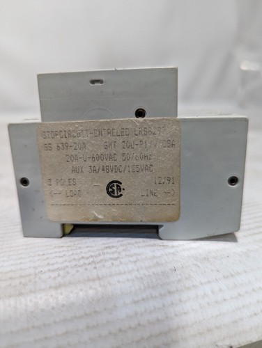 Entrelec LR88297 Circuit Breaker, 20A, 600VAC, 3-Pole - Picture 6 of 9