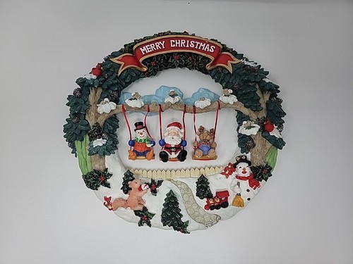 Vintage Weihnachten Urlaub 3D Kranz Santa Rentier Schneemann schwingend Deko Jaimy  - Bild 1 von 8