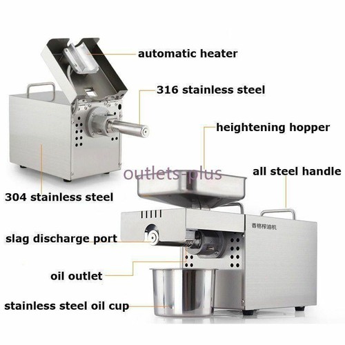 Automatic Hot and Cold Oil Press Machine Stainless Steel Oil Expeller 220V 2000W - Picture 4 of 8